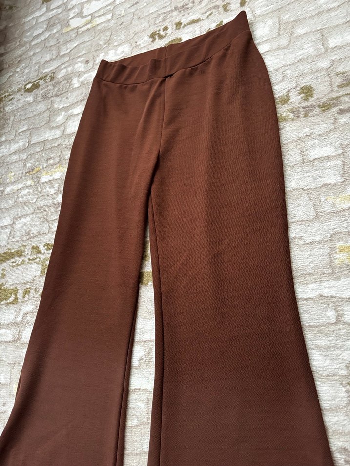 Kadın Kahverengi Bol Kesim Uzun Pamuklu Pantolon - Görsel 2