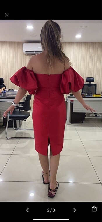Pierre Cardin Kırmızı Saten Kına Elbisesi