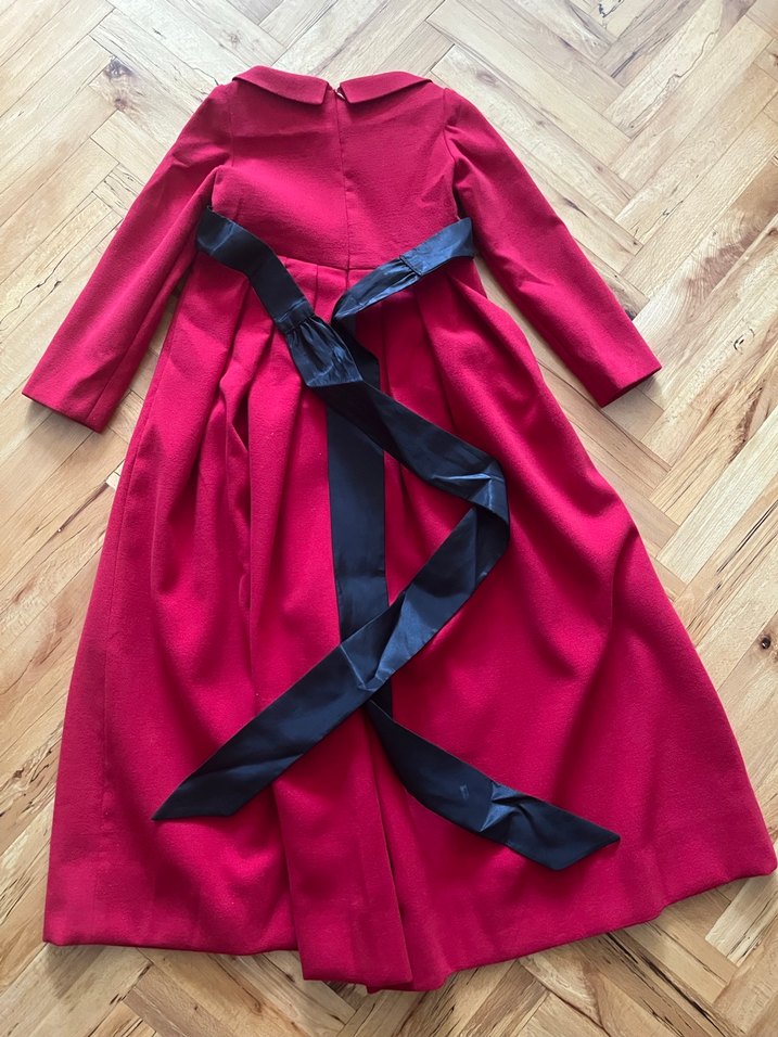 Kırmızı uzun özel dikim elbise - Görsel 3