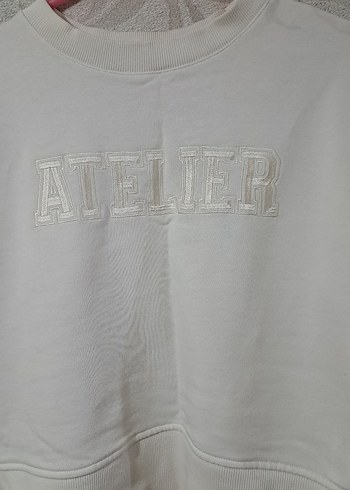s Beden beyaz Renk Beyaz Yüksek Yakalı Kadın Sweatshirt