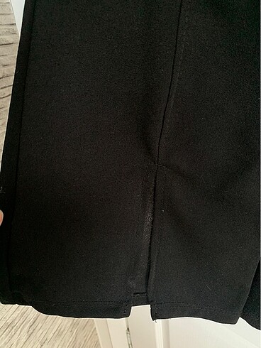 m Beden Siyah düğmesiz likralı kumaş pantolon