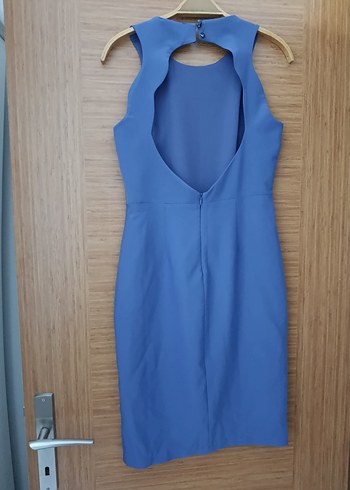 Mavi Kolsuz Midi Ofis Elbisesi - Görsel 2