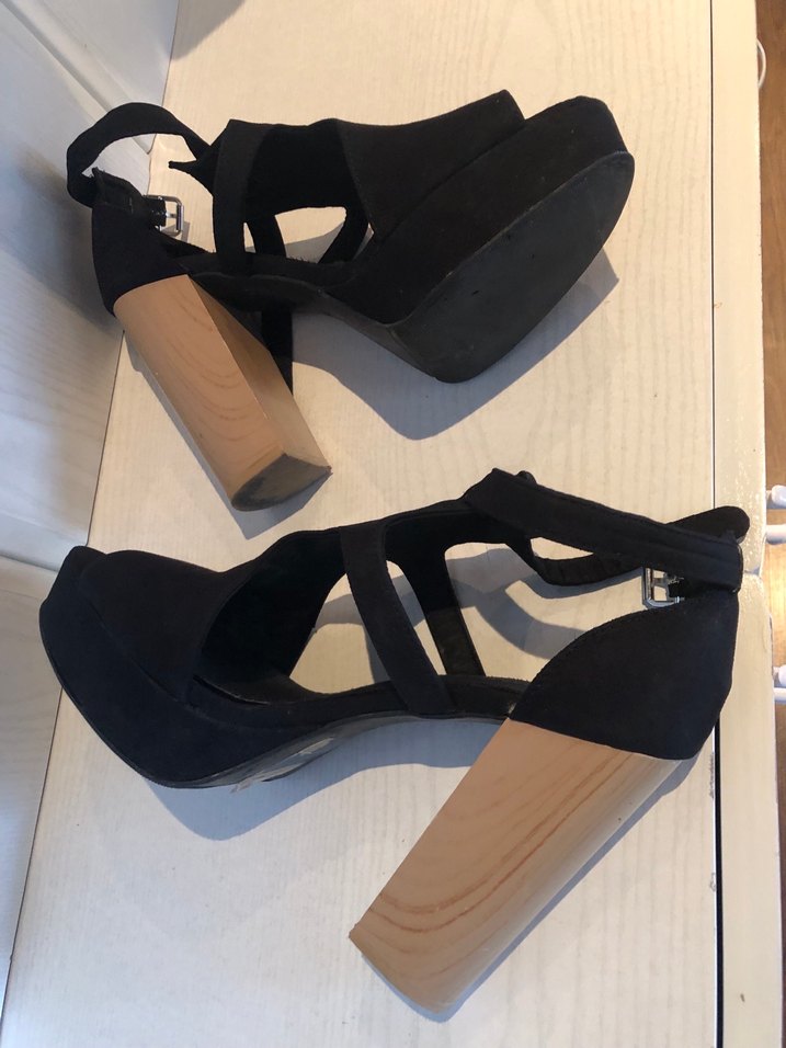 Siyah Platform Topuklu Kadın Ayakkabı - Görsel 4