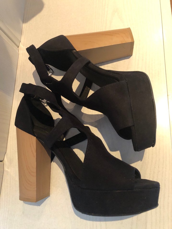 Siyah Platform Topuklu Kadın Ayakkabı - Görsel 2
