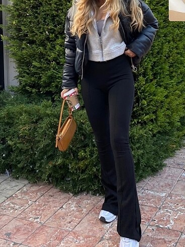 Flare örme pantolon İspanyol paça