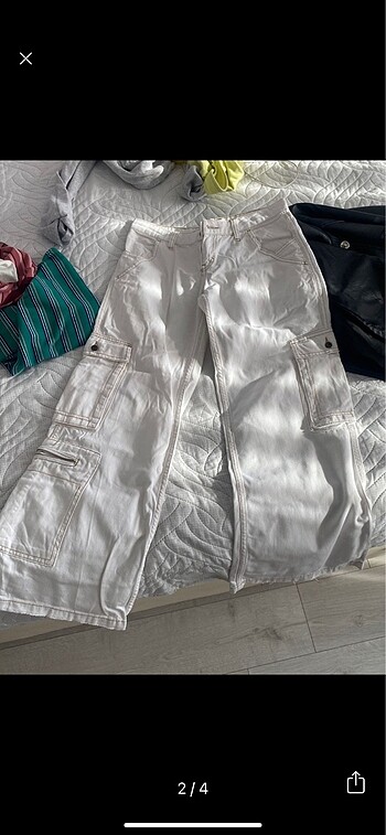 Zara Beyaz Kargo pantolon