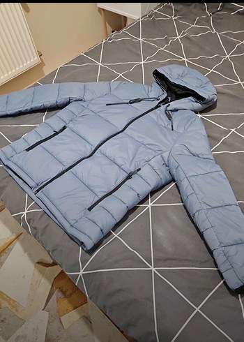 Gri Fermuarlı Erkek Mont, Yüksek Yaka, Street Style - Görsel 4