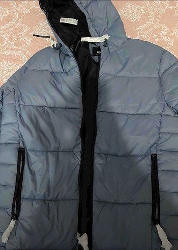 Gri Fermuarlı Erkek Mont, Yüksek Yaka, Street Style - Görsel 2