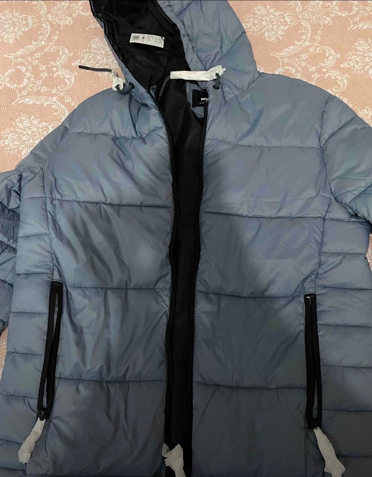 Gri Fermuarlı Erkek Mont, Yüksek Yaka, Street Style - Görsel 2