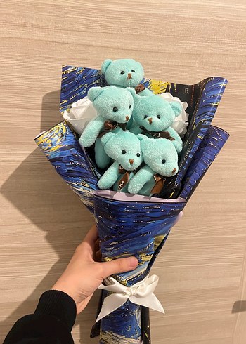 Mavi Peluş Ayıcık Buketi - Görsel 2
