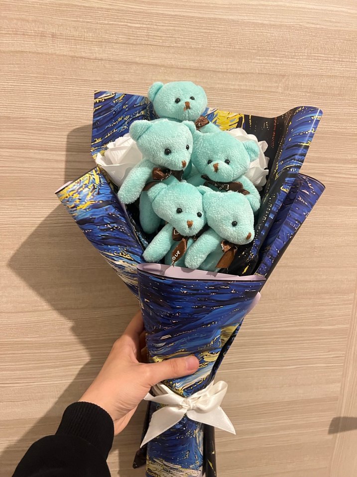 Mavi Peluş Ayıcık Buketi - Görsel 2
