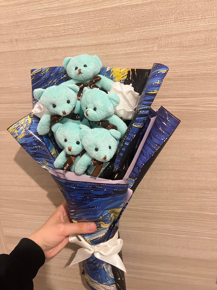 Mavi Peluş Ayıcık Buketi - Görsel 3