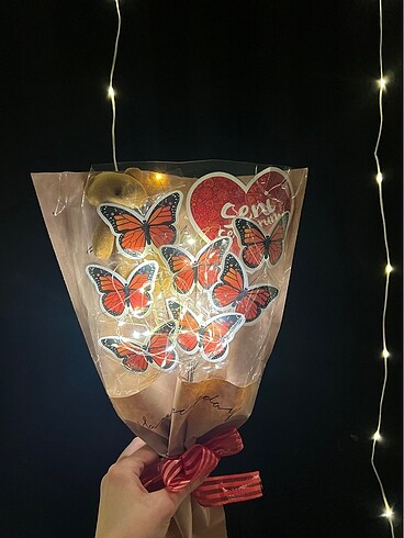 Kelebek buketi ayıcıklı ledli - Görsel 2