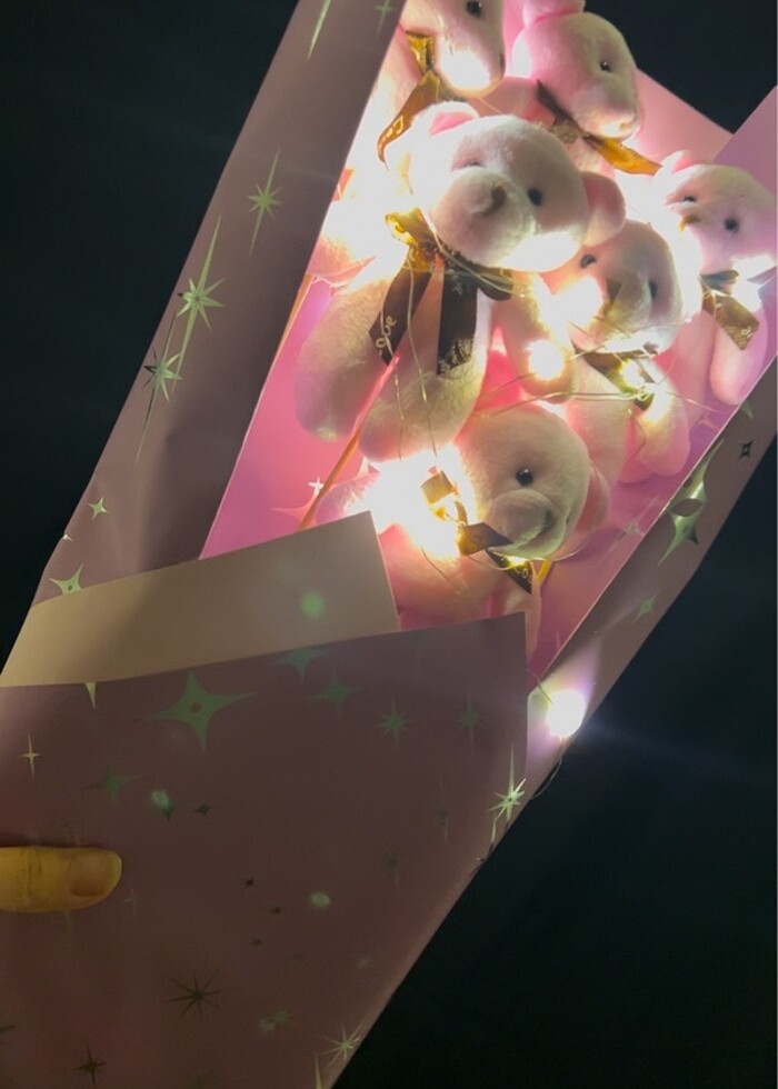 Ledli ayıcık buketi - Görsel 2