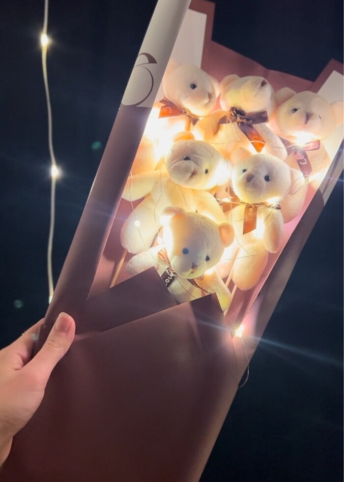 Ledli ayıcık buketi - Görsel 3