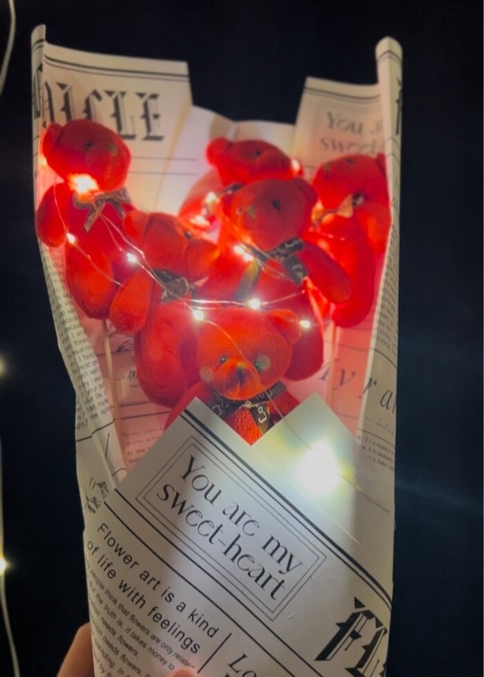 Ledli ayıcık buketi - Görsel 5