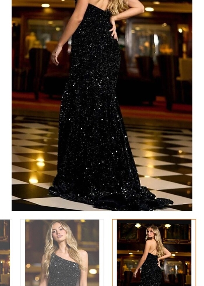 Siyah pullu abiye - Görsel 2