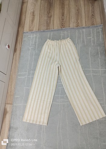 Bej cocuk Keten Pilili Normal Boy Pantolon - Görsel 2