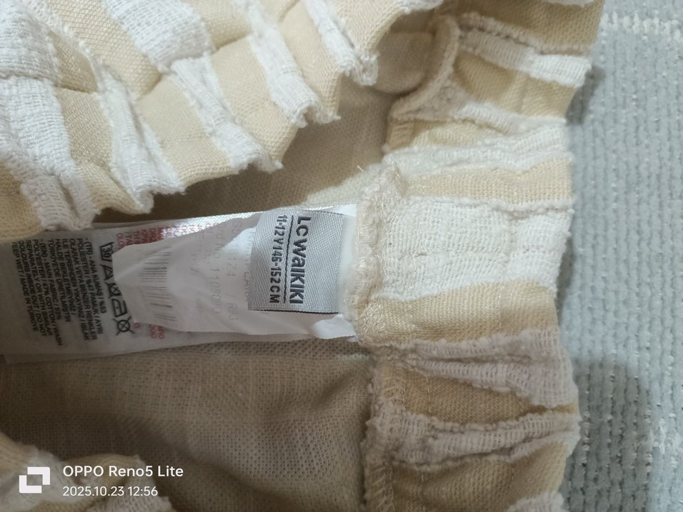 Bej cocuk Keten Pilili Normal Boy Pantolon - Görsel 4