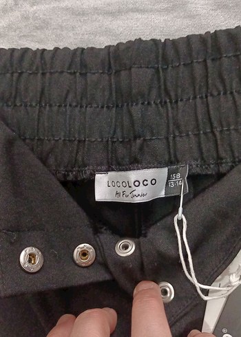 Beyaz Şeritli Siyah kiz çocuk Bol Kumaş Pantolon - Görsel 6