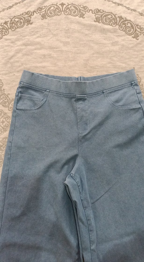 Gri Bol Kesim Midi Denim Kadın Pantolon - Görsel 2