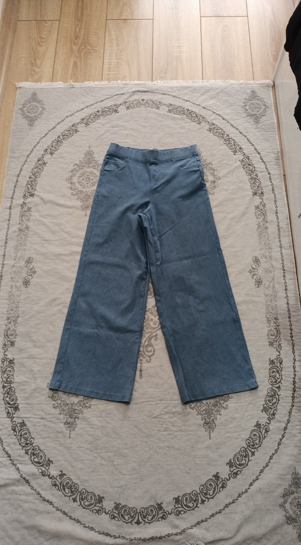 Gri Bol Kesim Midi Denim Kadın Pantolon - Görsel 3