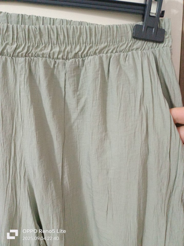 Bej Midi Keten Kadın Pantolon - Görsel 2