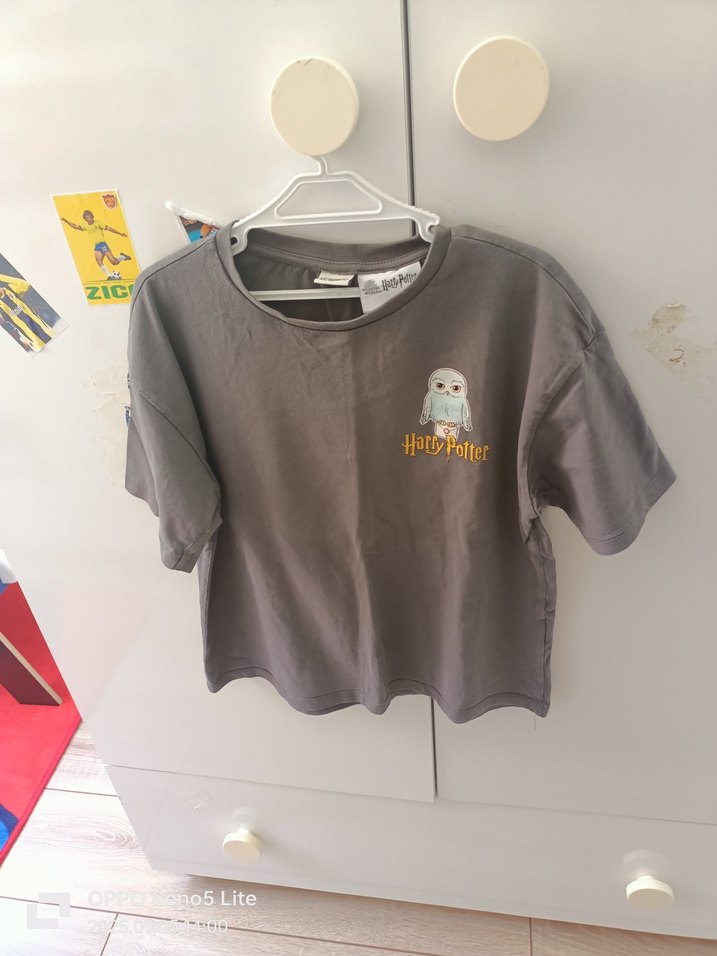 Kız Çocuk Gri Harry Potter Baskılı Tişört - Görsel 2