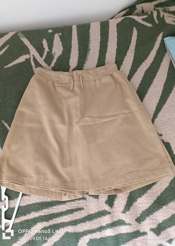Bej Kız Çocuk Salaş Drapeli Etek okul etegi - Görsel 8