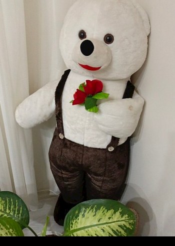 Renkli Aksesuarlı Beyaz Peluş Ayı