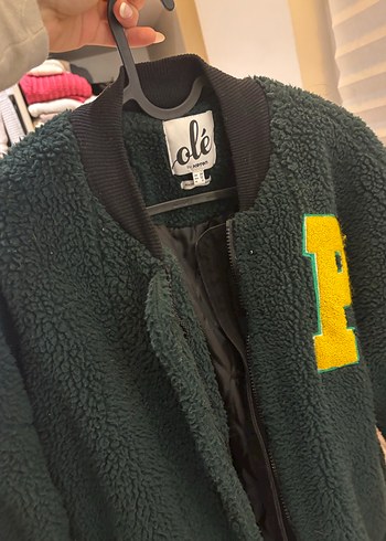 Kadın Düğmeli Yeşil Polar Kolej Ceket - Görsel 6