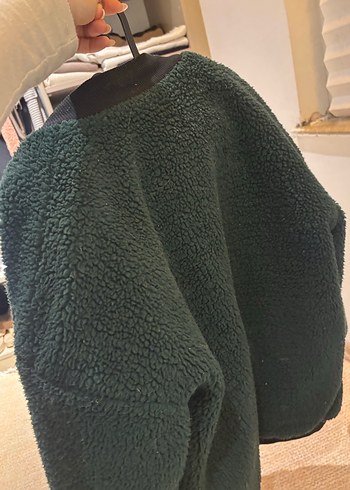 Kadın Düğmeli Yeşil Polar Kolej Ceket - Görsel 5