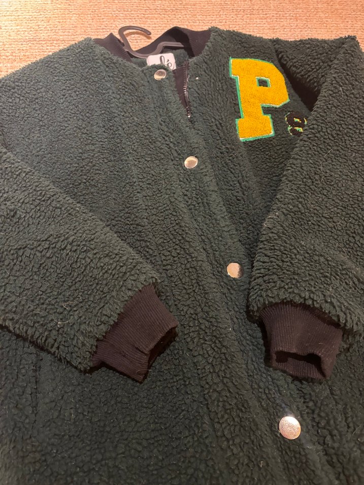 Kadın Düğmeli Yeşil Polar Kolej Ceket - Görsel 2