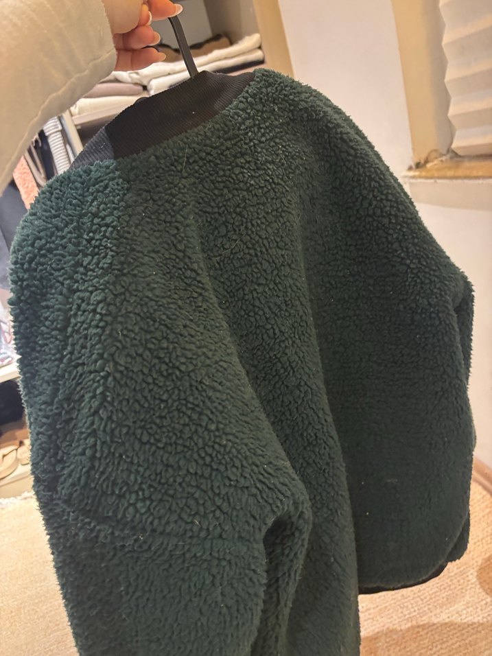 Kadın Düğmeli Yeşil Polar Kolej Ceket - Görsel 5