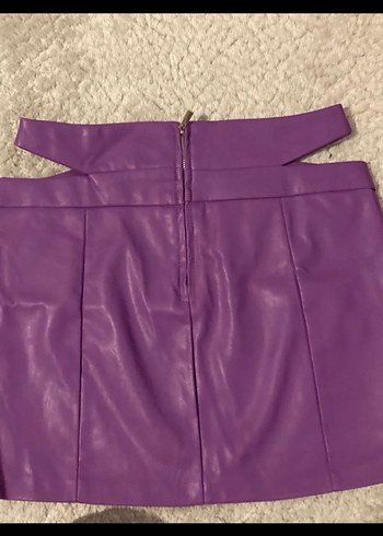 Bershka Mor Deri Mini Etek - Görsel 4