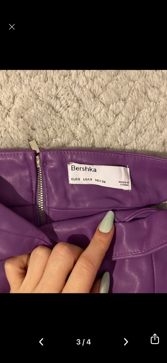 Bershka Mor Deri Mini Etek - Görsel 3