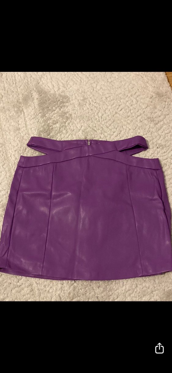 Bershka Mor Deri Mini Etek - Görsel 2