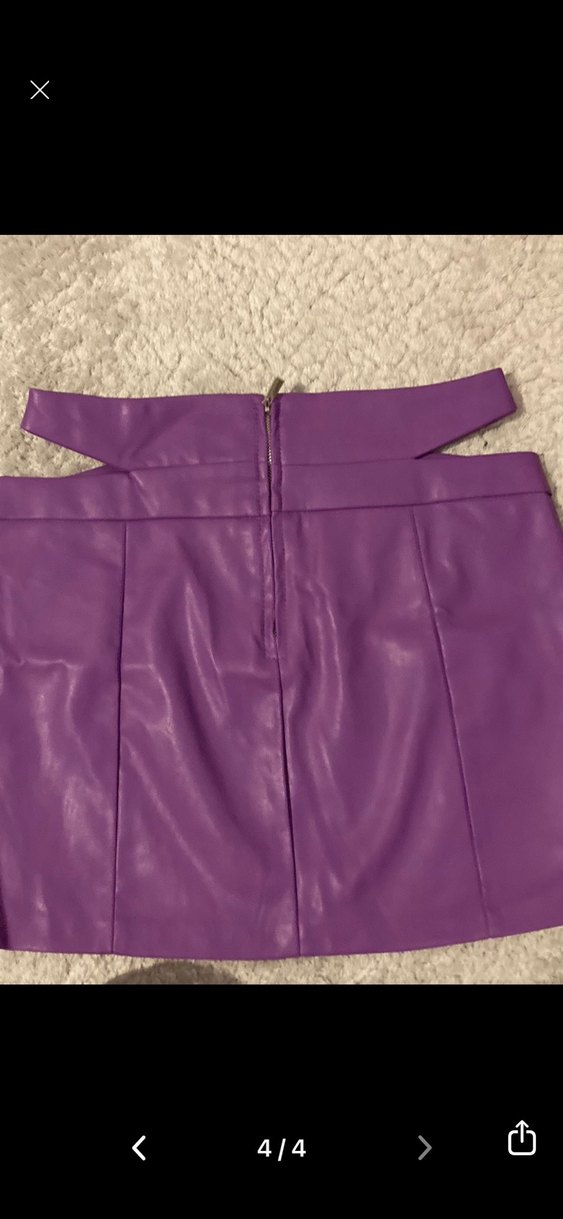 Bershka Mor Deri Mini Etek - Görsel 4