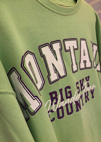 Yeşil Kadın Uzun Kollu Sweatshirt - Büyük Baskılı - Görsel 3