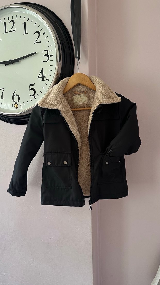 Siyah Erkek Çocuk Kürklü Street Wear Mont - Görsel 2