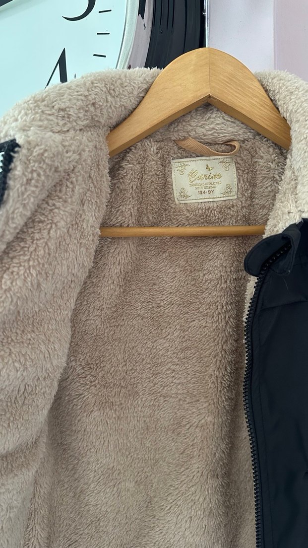 Siyah Erkek Çocuk Kürklü Street Wear Mont - Görsel 5