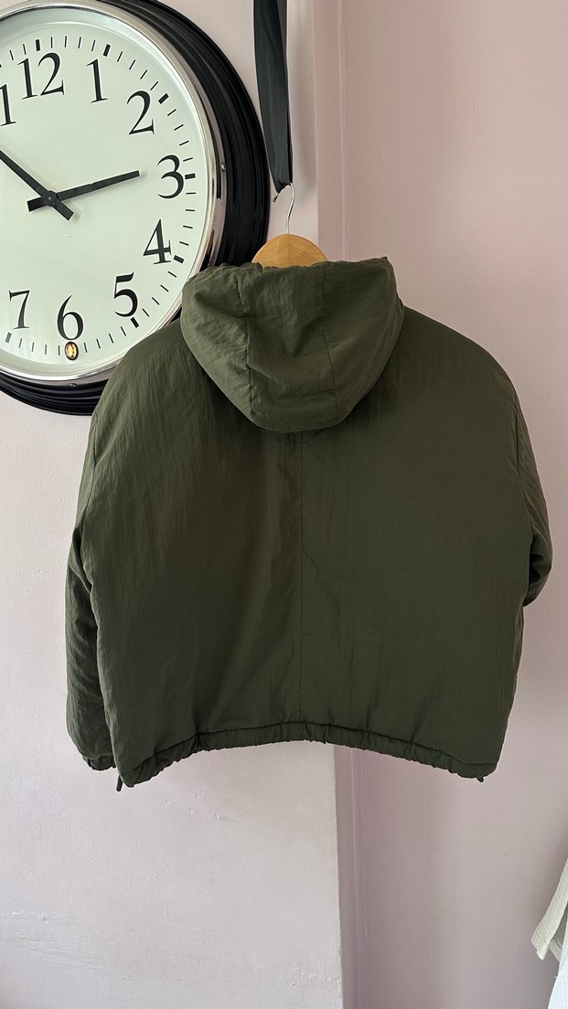 Kadın Haki Fermuarlı Rahat Kesim mont - Görsel 3