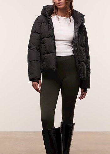 Siyah Şişme Kışlık Kadın Mont - Görsel 4