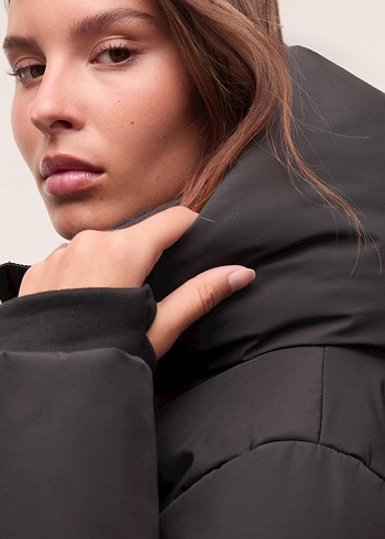 Siyah Şişme Kışlık Kadın Mont - Görsel 3