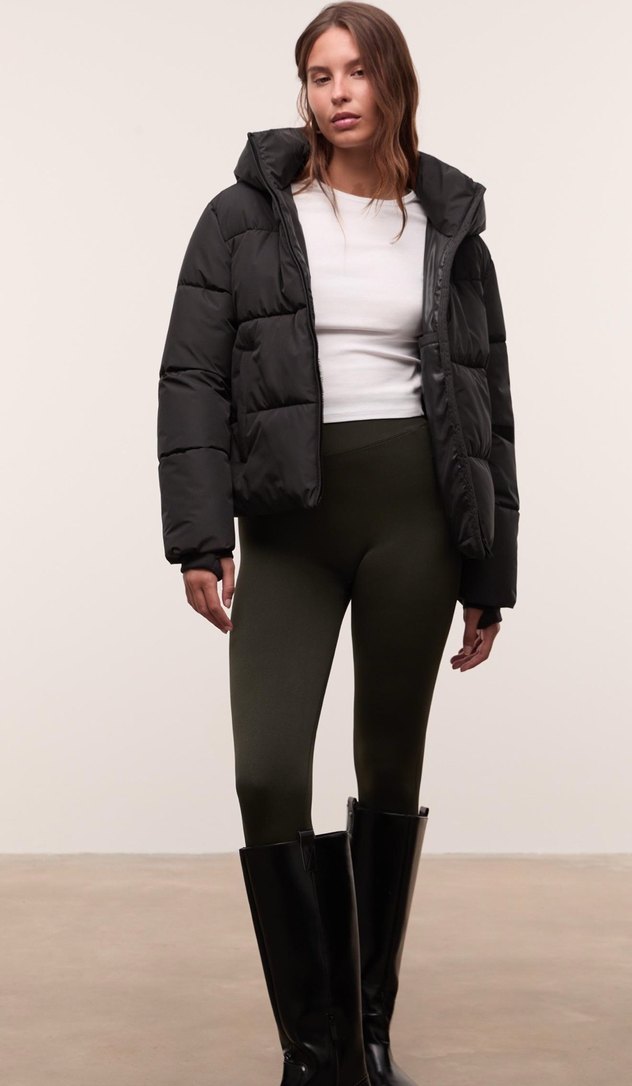 Siyah Şişme Kışlık Kadın Mont - Görsel 4