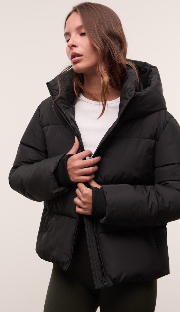 Siyah Şişme Kışlık Kadın Mont - Görsel 2