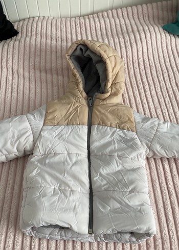 HelloBaby Gri Kapüşonlu Düğmeli Bebek Montu