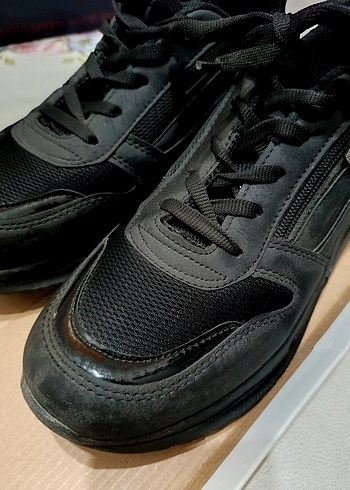 Siyah Dolgu Topuklu Bağcıklı Kadın Spor Ayakkabı - Görsel 4