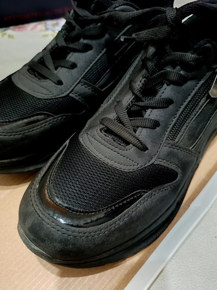 Siyah Dolgu Topuklu Bağcıklı Kadın Spor Ayakkabı - Görsel 4