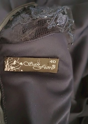 Lacivert Dantel Detaylı Uzun Abiye Elbise - Görsel 7